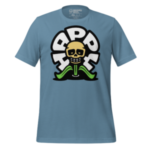 Happy Skull Flower T-Shirt - Steel Blue